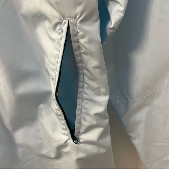 Vintage Nike Cinched Waist Light Blue Windbreaker Jacket with Hood Medium - Picture 5 of 14